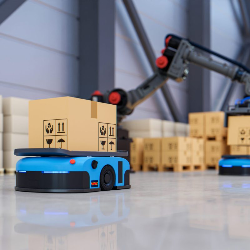 Robots intelligents transférant des colis pour blog Monadem